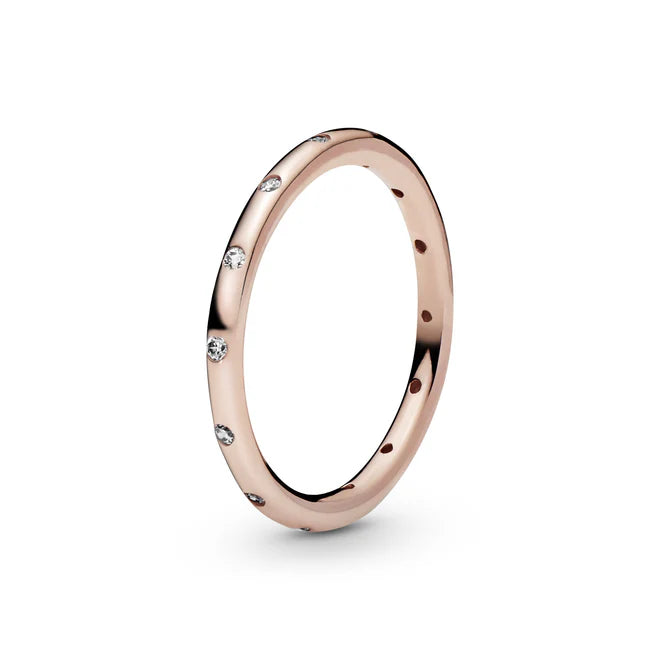 Anillo simple con banda brillante oro rosa PLATA 925