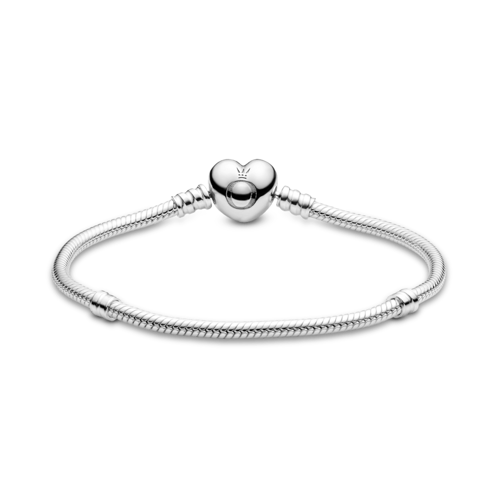 Brazalete Cadena de Serpiente con Broche de Corazón Plata 925
