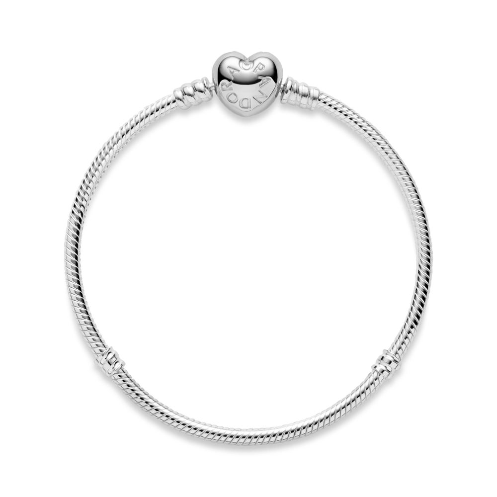 Brazalete Cadena de Serpiente con Broche de Corazón Plata 925