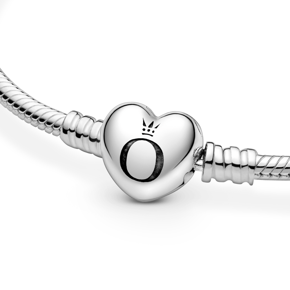 Brazalete Cadena de Serpiente con Broche de Corazón Plata 925