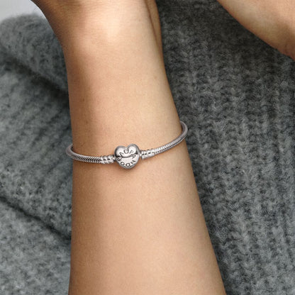 Brazalete Cadena de Serpiente con Broche de Corazón Plata 925