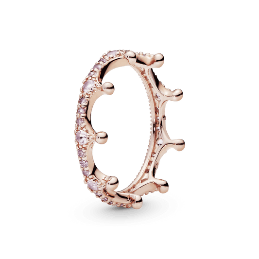 Anillo de corona rosa brillante PLATA 925