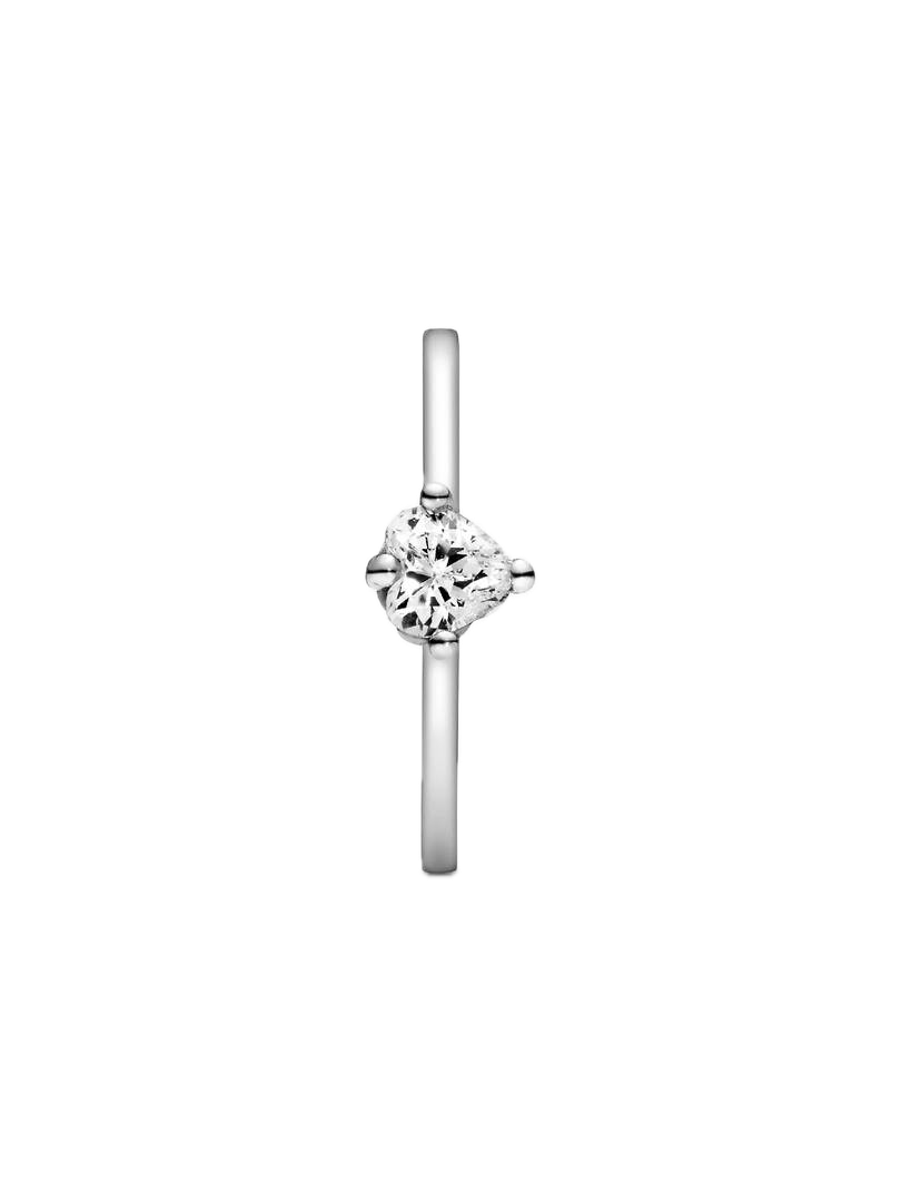 Anillo solitario Corazón Transparente