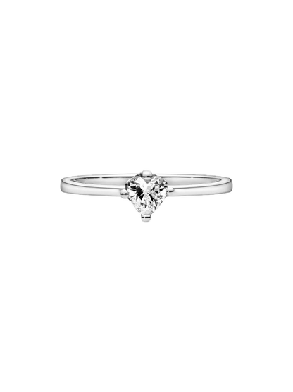 Anillo solitario Corazón Transparente