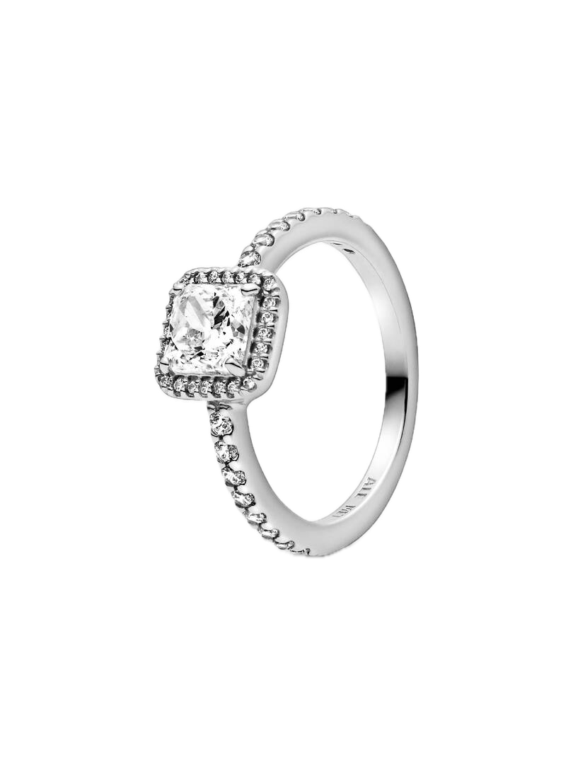 Anillo cuadrado con halo brillante