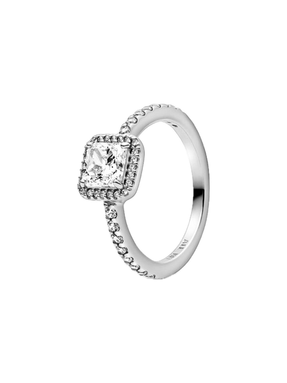 Anillo cuadrado con halo brillante