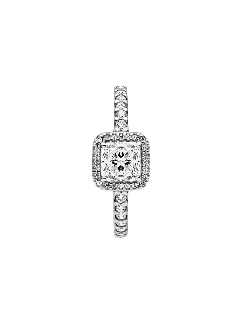Anillo cuadrado con halo brillante
