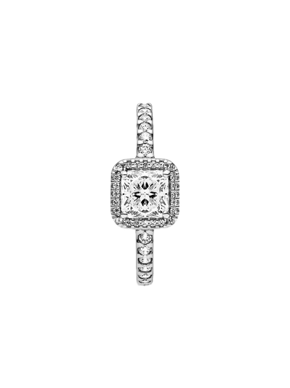 Anillo cuadrado con halo brillante