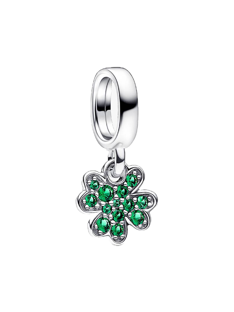 Brazalete Con Broche de Corazón + Treblol de 4 hojas Plata 925