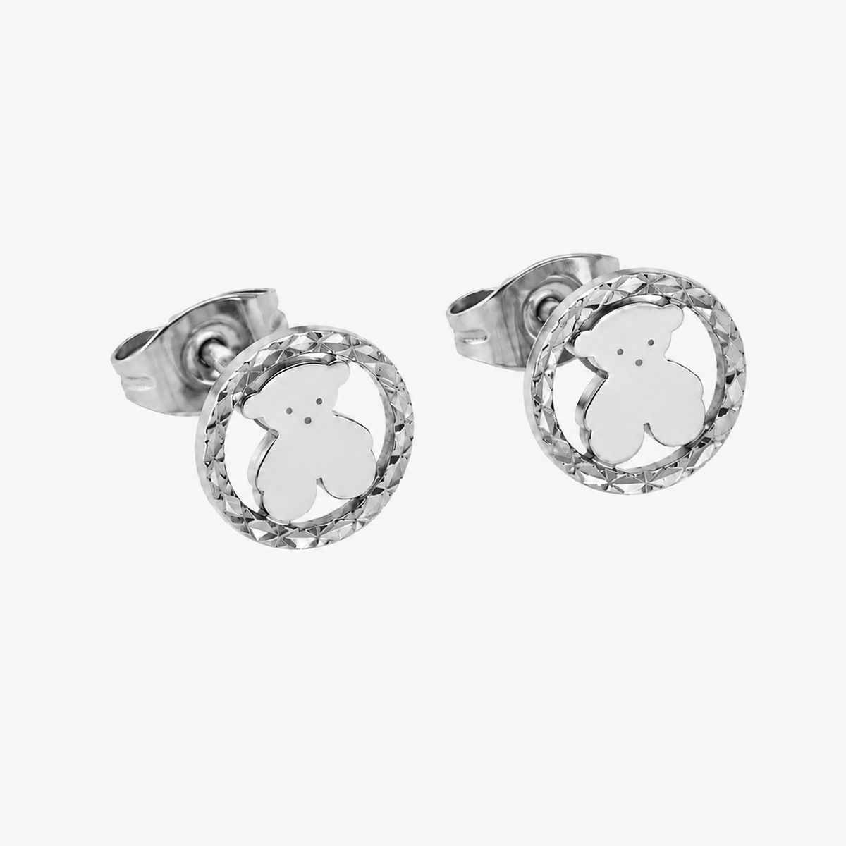 Aretes Plateados Oso Circle