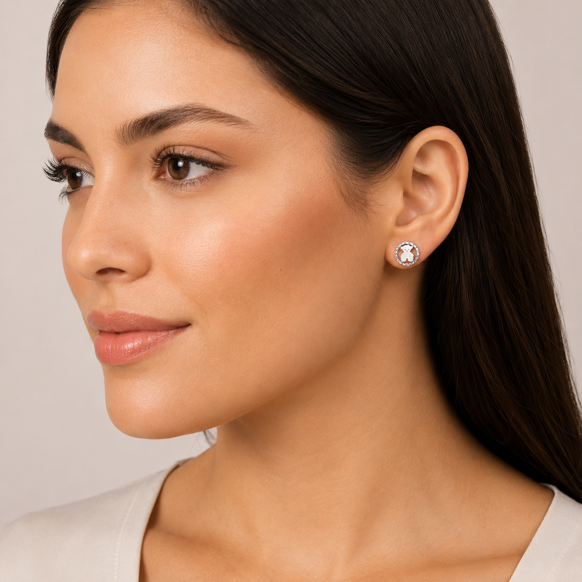 Aretes Plateados Oso Circle