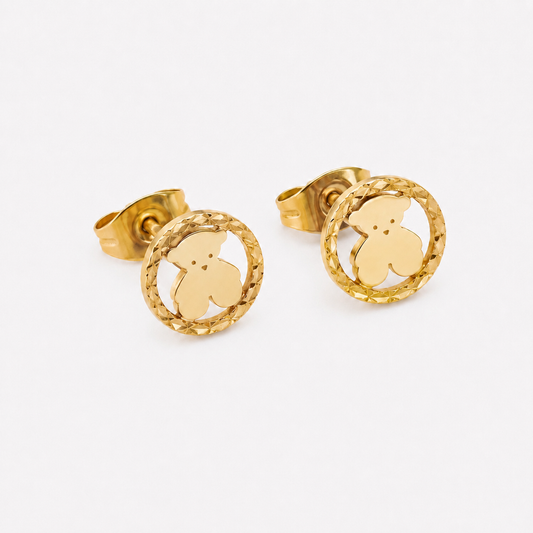 Aretes Dorados Oso Circle