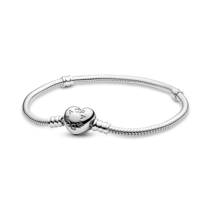 Brazalete Con Broche de Corazón + Charm corazón abierto Plata 925