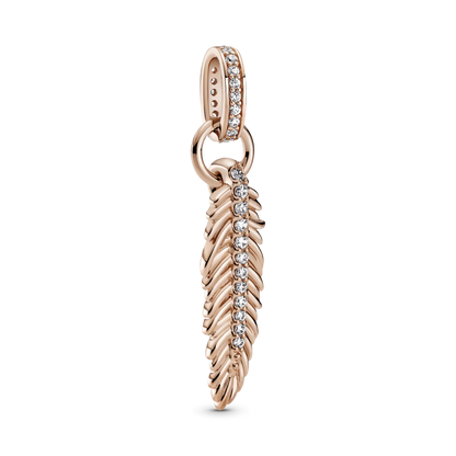 Charm Pluma Reluciente Oro Rosa