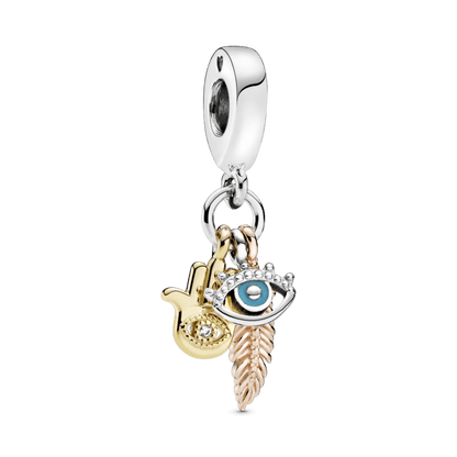Charm Colgante Espiritualidad Jamsa, Ojo Que Todo Lo Ve y Pluma